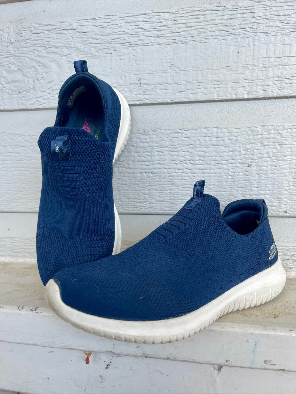 Skechers Women’s Navy Blue Slip-On Knit Sneakers